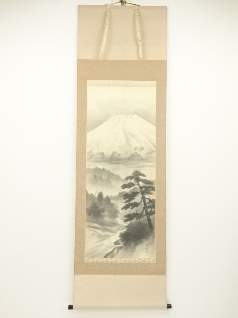 JAPANESE HANGING SCROLL / HAND PAINTED / Mt. FUJI 